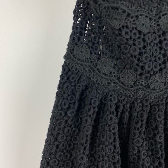 Free People So Sweetly Halter Dress Eyelet Black Womens Size 2 - Picture 7 of 12